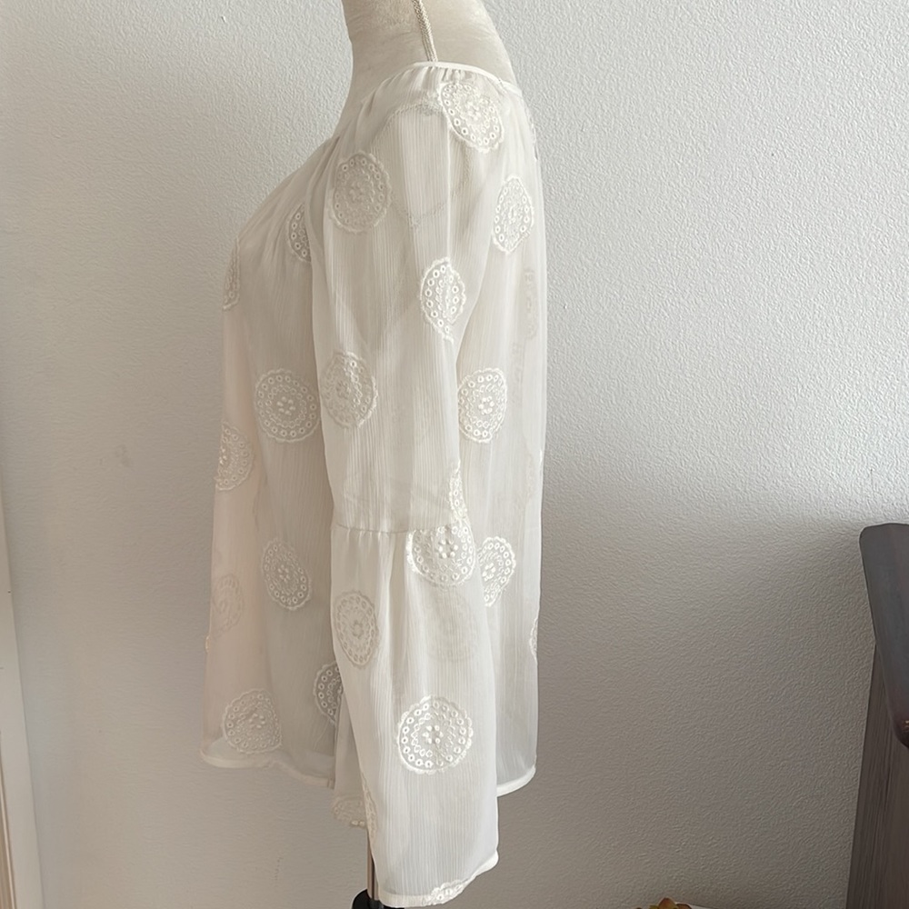 Romantic pretty , bell sleeve , blouse in cream